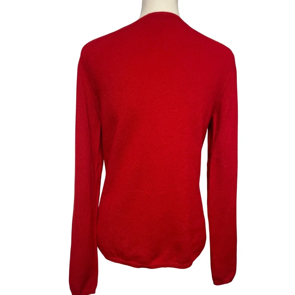 Charter Club Cashmere Red V Neck Argyle Sweater Women's Medium - Picture 5 of 9